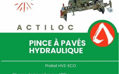 Zoom sur un engin de notre parc : pince à pavés hydraulique HVZ-ECO